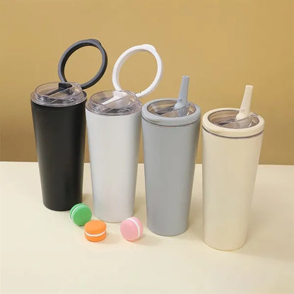 16oz. Stainless Steel Insulated Tumbler with Folding Straw