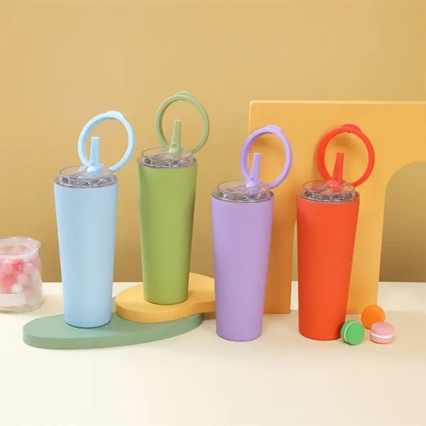 16oz. Stainless Steel Insulated Tumbler with Folding Straw
