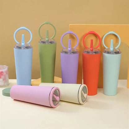 16oz. Stainless Steel Insulated Tumbler with Folding Straw