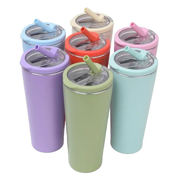 16oz. Stainless Steel Insulated Tumbler with Folding Straw