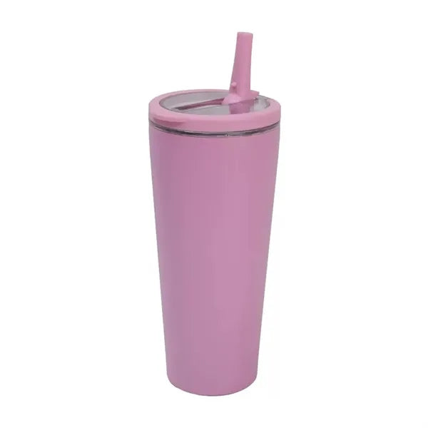 16oz. Stainless Steel Insulated Tumbler with Folding Straw