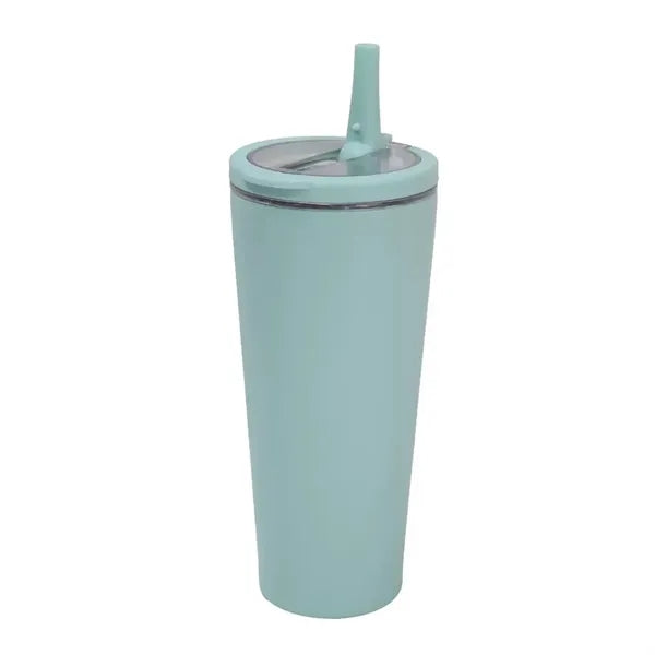 16oz. Stainless Steel Insulated Tumbler with Folding Straw