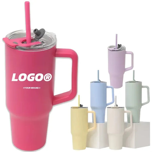 40Oz.Double Walled Insulated Tumbler with Handle and Straw