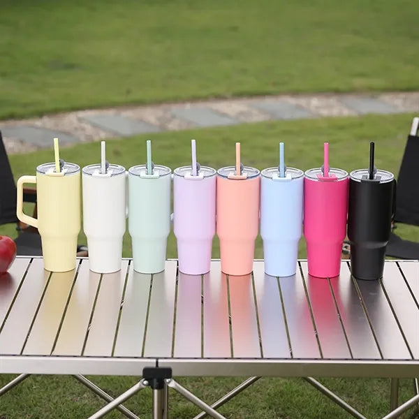 40Oz.Double Walled Insulated Tumbler with Handle and Straw