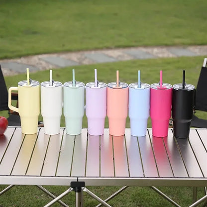 40Oz.Double Walled Insulated Tumbler with Handle and Straw