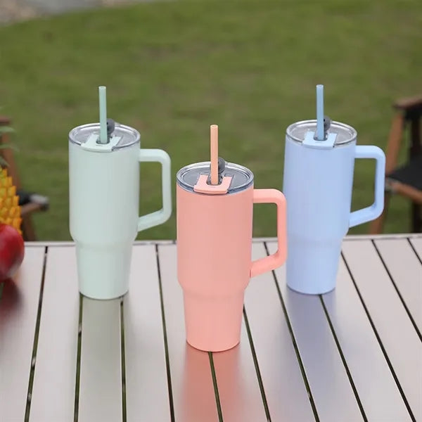 40Oz.Double Walled Insulated Tumbler with Handle and Straw