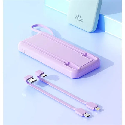 10000mAh 22.5W Power Bank with Built in detachable Cables