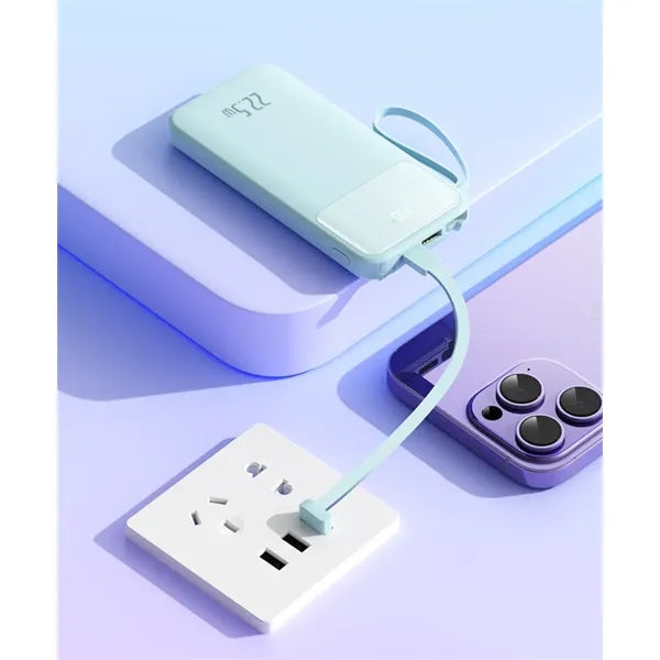 10000mAh 22.5W Power Bank with Built in detachable Cables