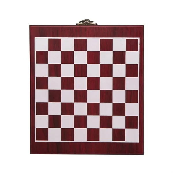 Black Wooden Box Wine Accessories Chess Set