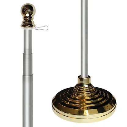 Indoor & Parade Telescopic Silver Pole And Base Kit - 8ft