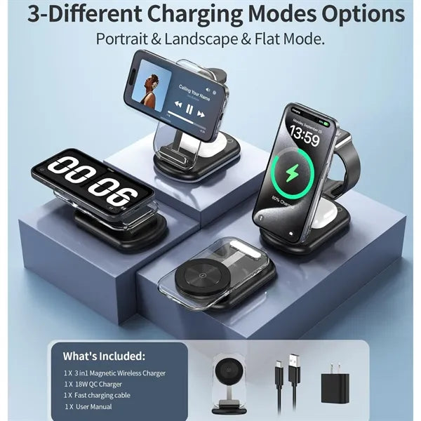 3-in-1 magnetic wireless charging station for iphone