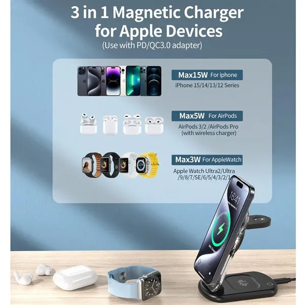 3-in-1 magnetic wireless charging station for iphone