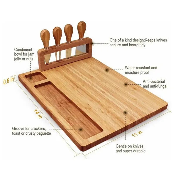 Bamboo Cheese Board And Knife Set
