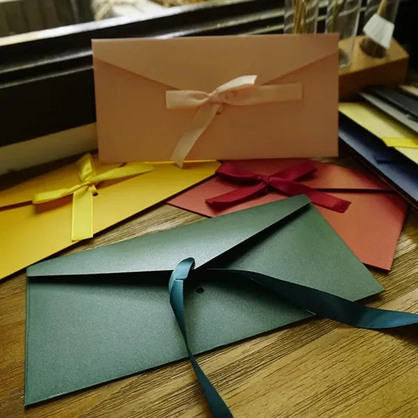 Multipurpose exquisite blank paper envelopes with ribbons
