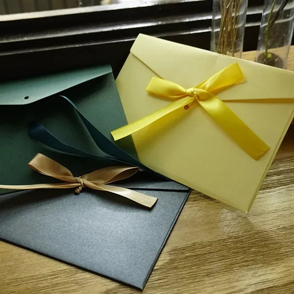 Multipurpose exquisite blank paper envelopes with ribbons