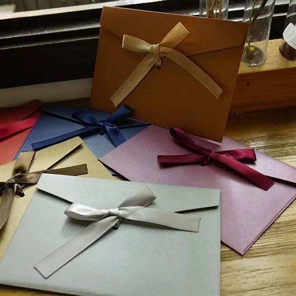 Multipurpose exquisite blank paper envelopes with ribbons