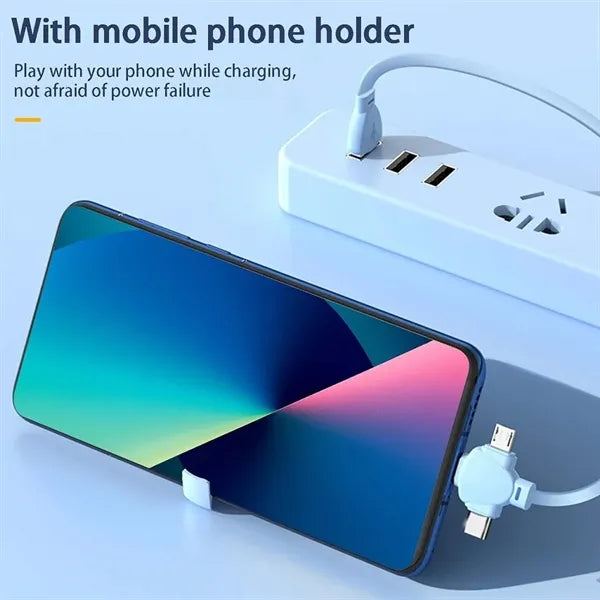 3 in 1 retractable USB cord fast multi charging cable