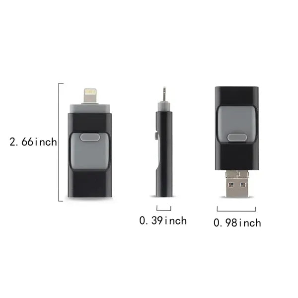 Versatile High Speed External 64GB USB 4-in-1 Flash Drive