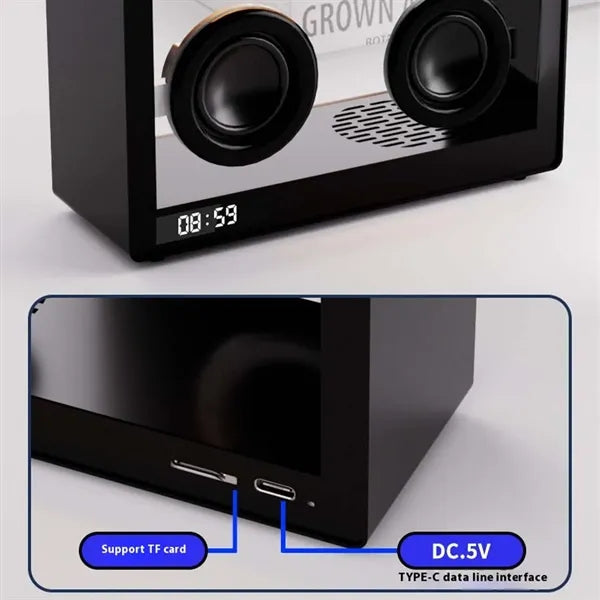 Transparent desk decor clock bluetooth speaker with lights