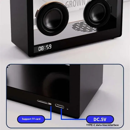 Transparent desk decor clock bluetooth speaker with lights