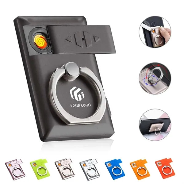 2-in-1 rechargeable flameless lighter phone ring holder