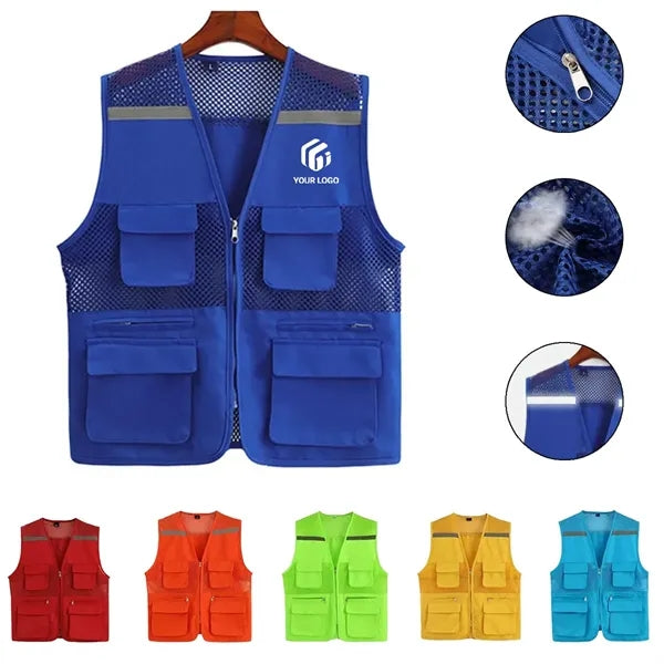 Multifunctional multi-pocket mesh reflective safety vest