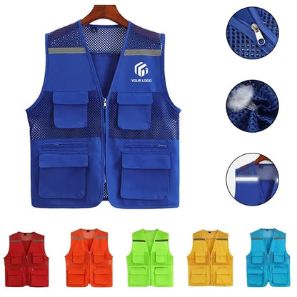 Multifunctional multi-pocket mesh reflective safety vest