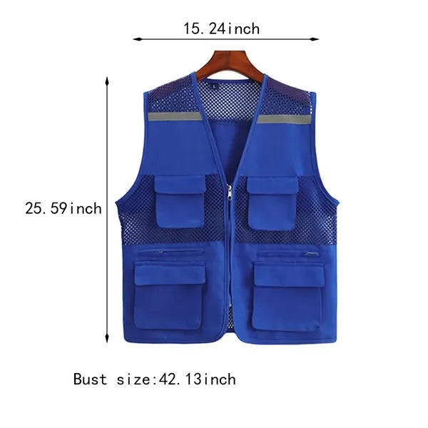 Multifunctional multi-pocket mesh reflective safety vest