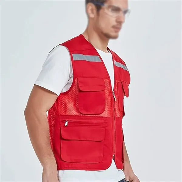 Multifunctional multi-pocket mesh reflective safety vest