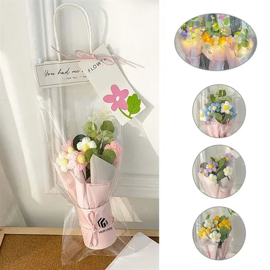 Knitting home decor gift mother's day crochet flower bouquet