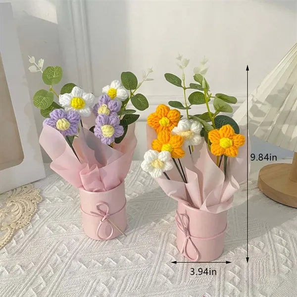 Knitting home decor gift mother's day crochet flower bouquet