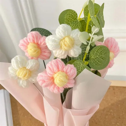Knitting home decor gift mother's day crochet flower bouquet