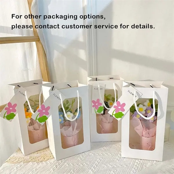 Knitting home decor gift mother's day crochet flower bouquet
