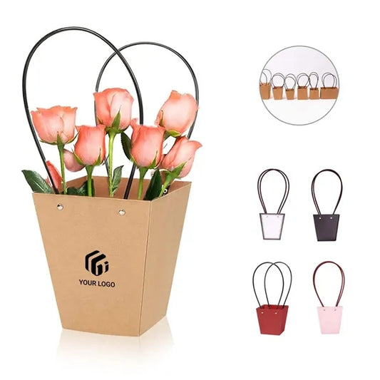 Wedding kraft paper flower wrapping gift bags with handle
