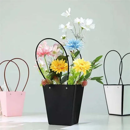 Wedding kraft paper flower wrapping gift bags with handle