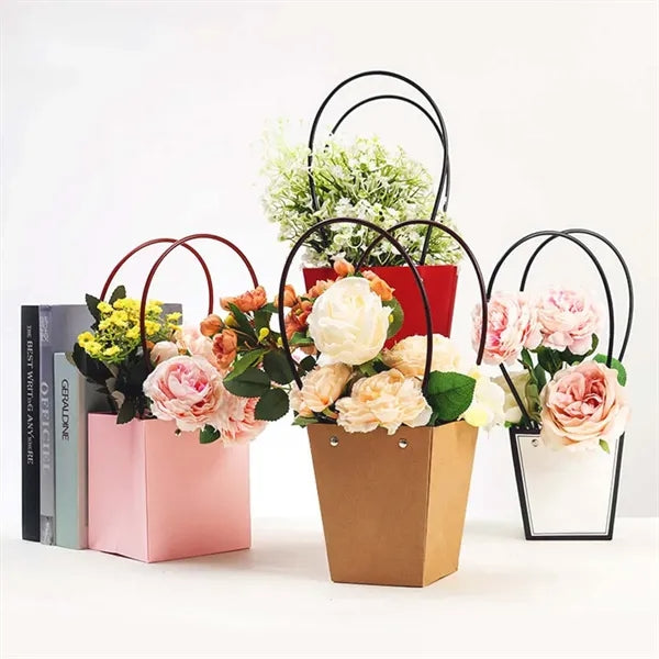 Wedding kraft paper flower wrapping gift bags with handle