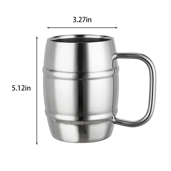 Outdoor camping double layer stainless steel beer mug