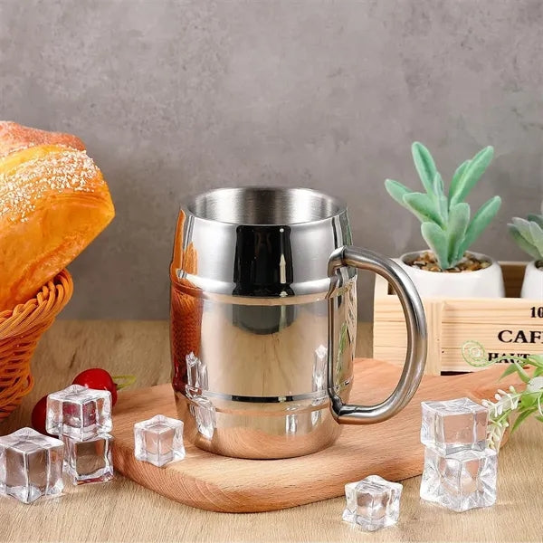Outdoor camping double layer stainless steel beer mug
