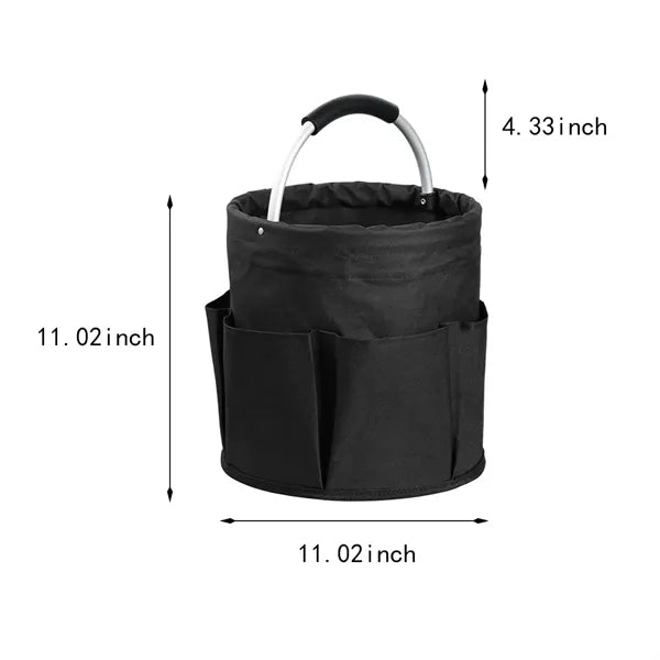 Portable multi pocket collapsible handle tool bag bucket