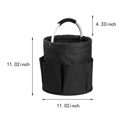 Portable multi pocket collapsible handle tool bag bucket