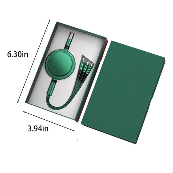 Portable fast charger usb 3 in 1 retractable charging cable