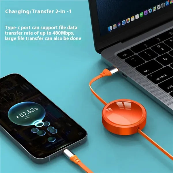 Portable fast charger usb 3 in 1 retractable charging cable