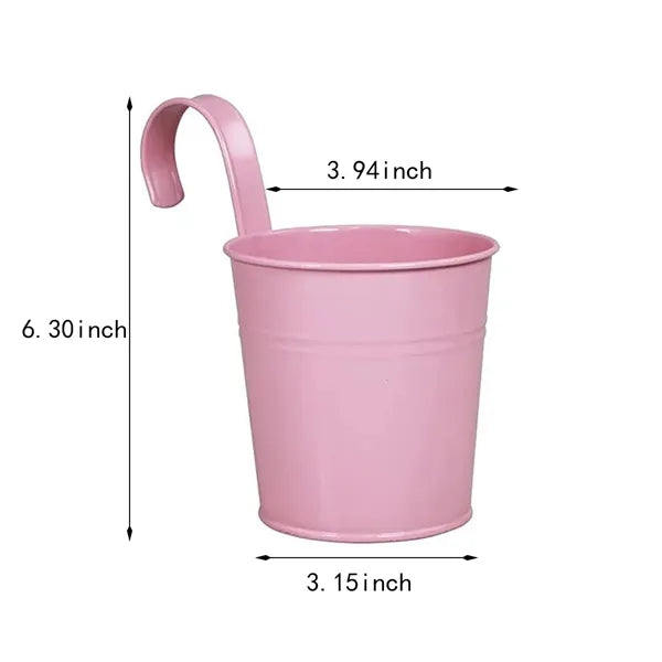 Multicolor durable garden railing hanging metal flower pot