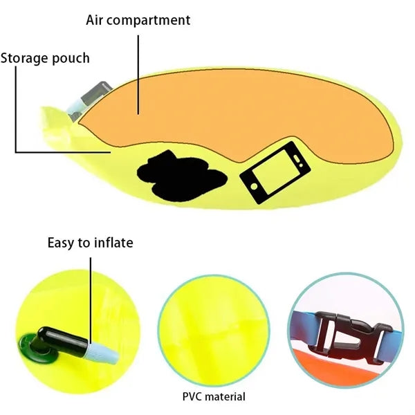Waterproof floating dry bag adjustable belt swimming buoy