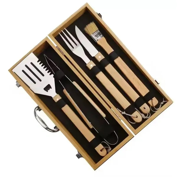 BBQ Grill Tool Set with Bamboo Box