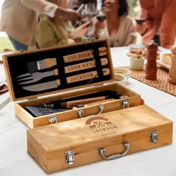 BBQ Grill Tool Set with Bamboo Box