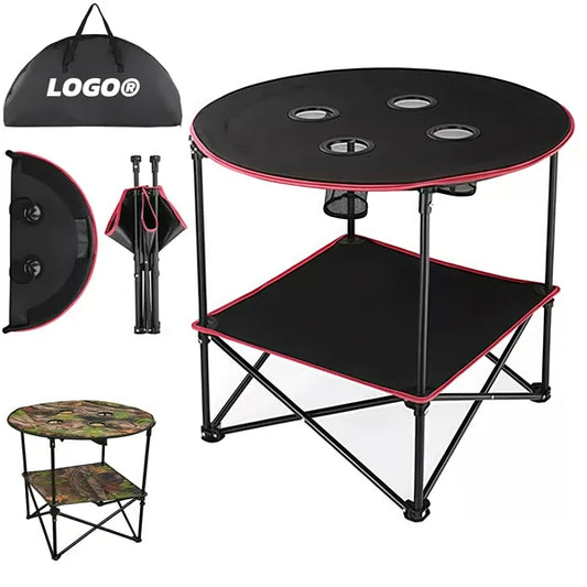 Portable Folding Camping Table With Cup Holders And Storage