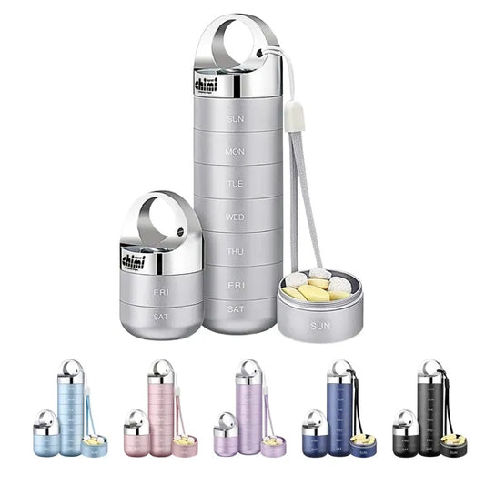 7 Day Aluminum Alloy Waterproof Pill Box Outdoor Case