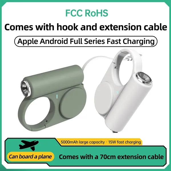 5000mAh Power Bank with Retractable Type C