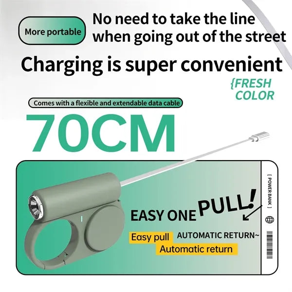 5000mAh Power Bank with Retractable Type C